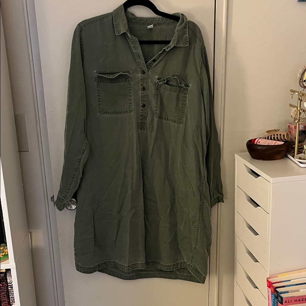 Old Navy Sage Green Shirt Dress